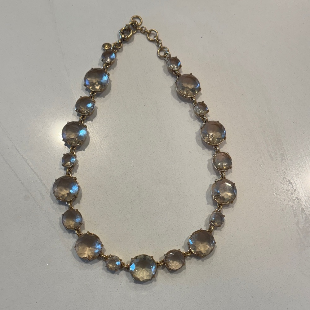JCrew Gold-Tone Clear Crystal Statement Necklace